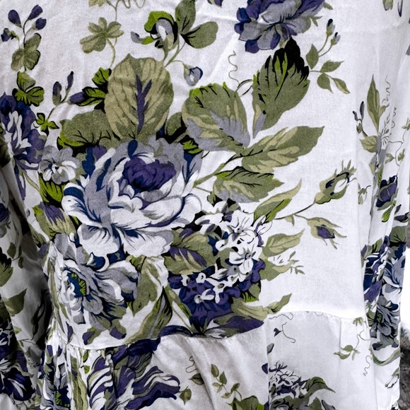 BellaRosa Lavender Green Floral Button Front Shirt Dress Tunic M/L Cottagecore - Picture 8 of 8